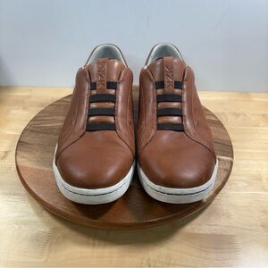 Men's Tan Leather Slip-On Sneakers